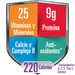 25 Vitaminas Y Minerales -9g Proteína - Calcio Y Complejo B - Anti-oxidantes - 220 Calorías *Antioxidantes A, C, E, Zinc Y Selenio
